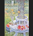 East Canvas Paintings - Mrs. Hassams Garden at East Hampton